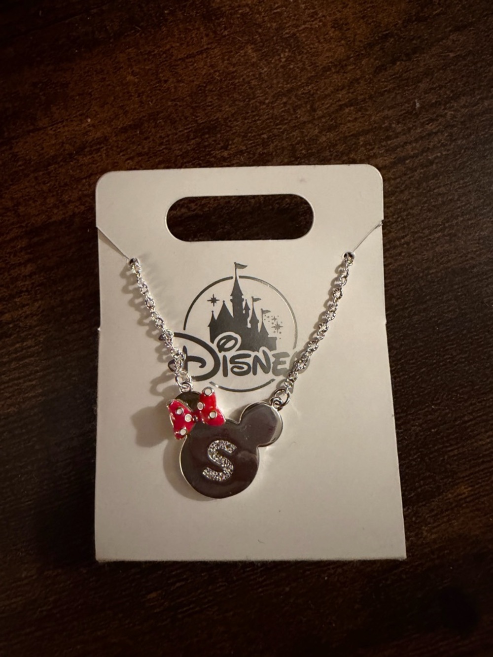 Disney Minnie Mouse Silver Necklace with Red Polka-Dot Bow